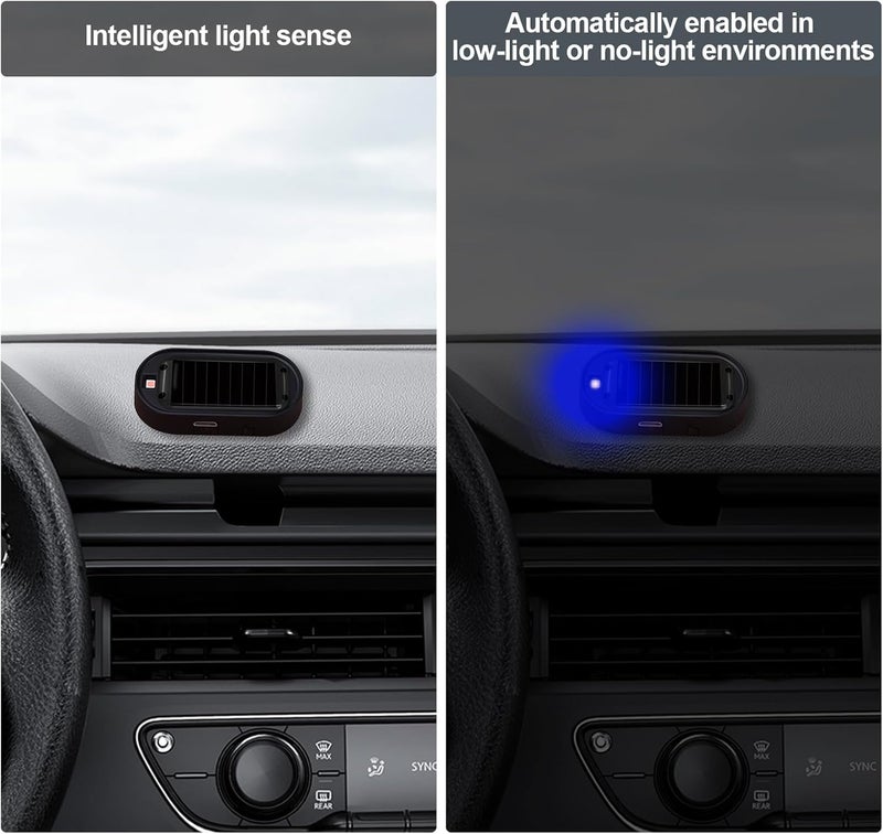 Shudyear Car Solar Power Simulated Dummy Alarm，New Model&Brighter & Clearer，Anti-Theft LED Flashing Security Light Fake lamp with USB Charger Port，2PCS (Blue) - Image 5